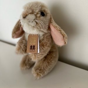 Anna Club Plush Bunny Rabbit Gray White Realistic Stuffed Animal NWT